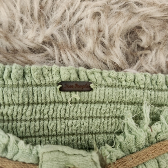 Free People Linda Jo Smocked Gauze Midi Dress Green Women's Size Large - Picture 8 of 14